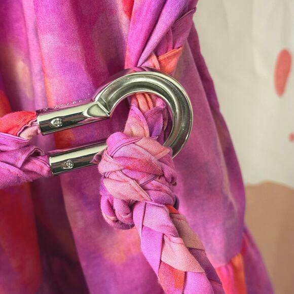 Derek Lam 10 Crosby Finn Ruffle Wrap Dress in Fuchsia Multi Size 10 - Picture 8 of 16